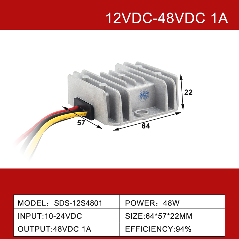 Convertisseur d'alimentation DC-DC étanche 12V à 48V 1A à 20A pour voiture