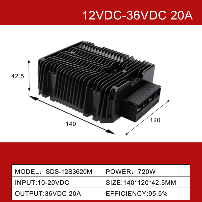 Convertisseur élévateur de puissance de voiture DC-DC Non isolé 12V à 36V 1A à 30A IP68