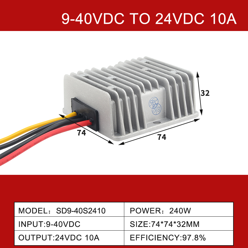 Convertisseur de voiture Boost Buck Non isolé 9-40V à 24V 2-30A à sortie unique DC-DC
