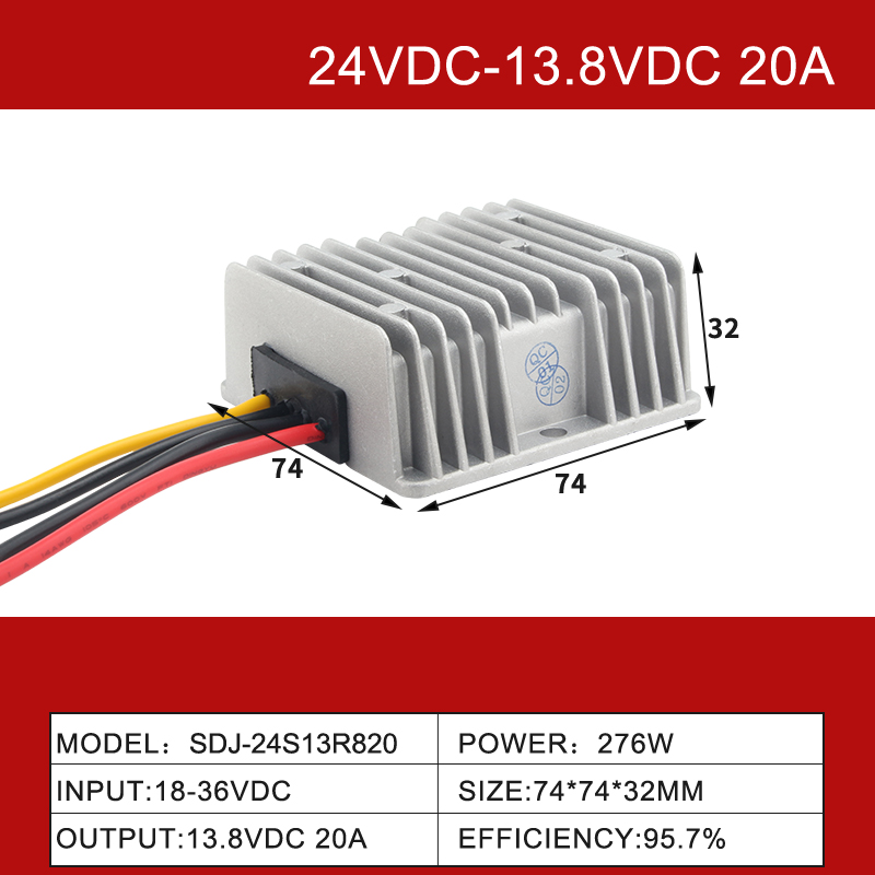 Convertisseur de puissance abaisseur cc 24V à 13.8V 5A à 100A DC