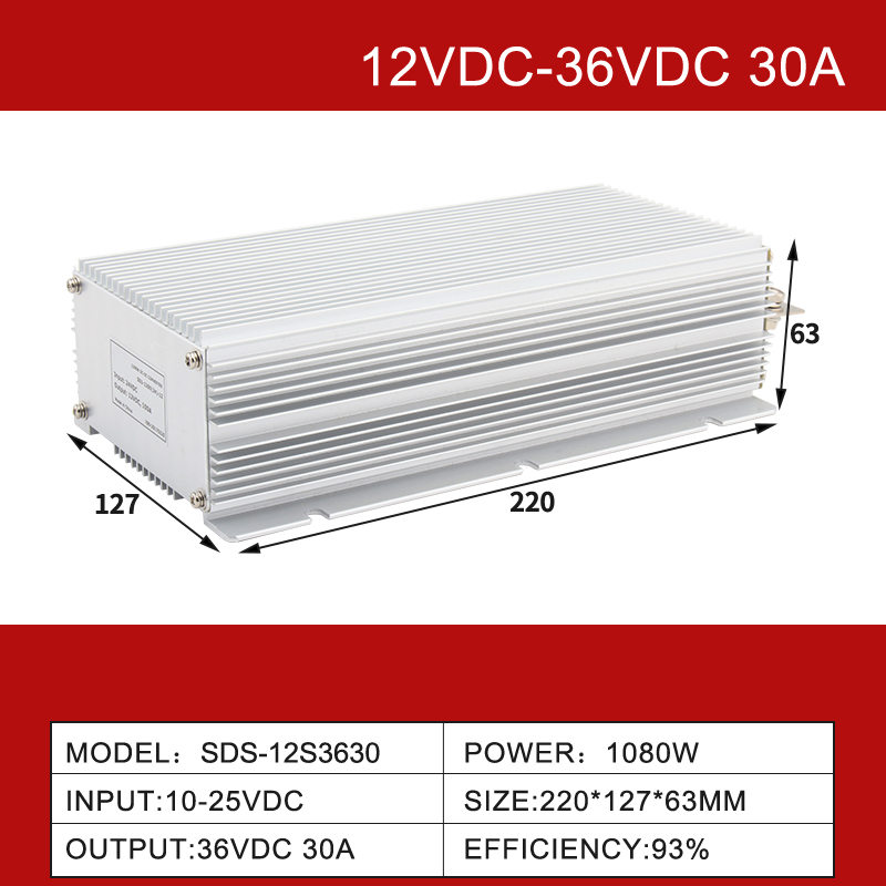 Convertisseur élévateur de puissance de voiture DC-DC Non isolé 12V à 36V 1A à 30A IP68