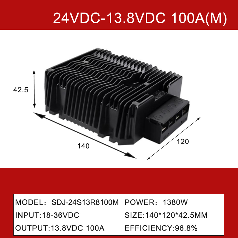 Convertisseur de puissance abaisseur cc 24V à 13.8V 5A à 100A DC
