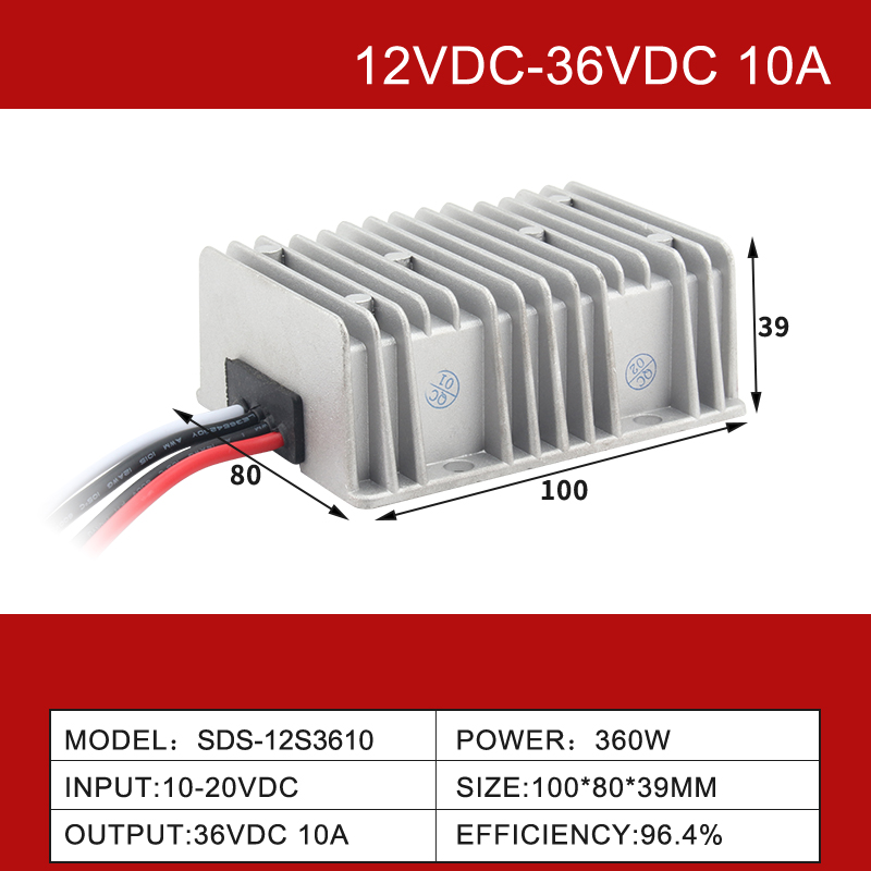 Convertisseur élévateur de puissance de voiture DC-DC Non isolé 12V à 36V 1A à 30A IP68