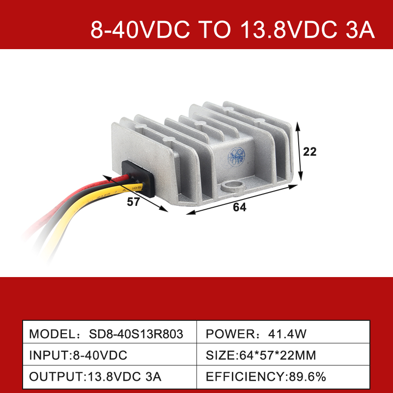 Convertisseur de puissance DC-DC Boost Buck, entrée 8-40V, sortie 13.8V 3A-55A