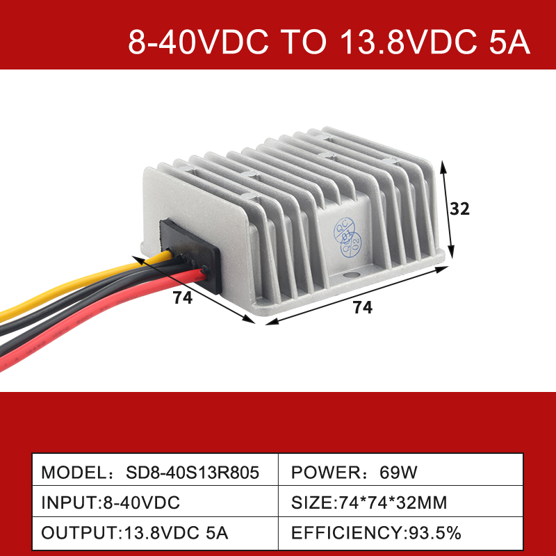 Convertisseur de puissance DC-DC Boost Buck, entrée 8-40V, sortie 13.8V 3A-55A