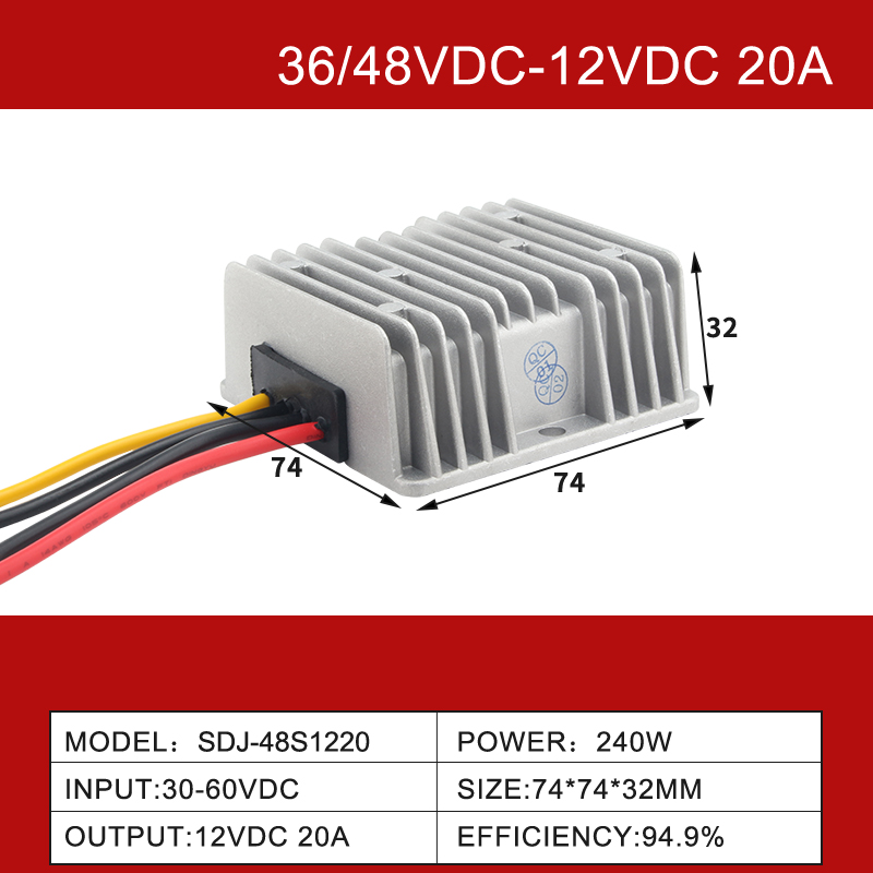 Convertisseur d'alimentation abaisseur cc 36V/48V à 12V 3A à 100A pour véhicule électrique