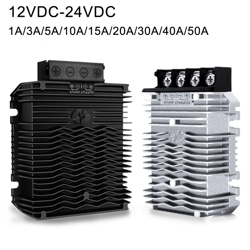 Convertisseur DC-DC Boost étanche IP68 non isolé 12VDC à 24VDC 1-50A 
