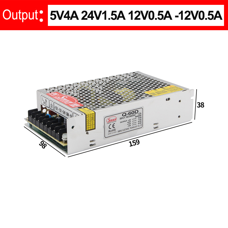 Q-60D 5V4A 12V1A 24V1A -12V1A alimentation à découpage à quatre sorties