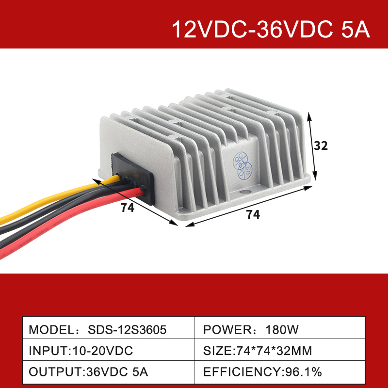 Convertisseur élévateur de puissance de voiture DC-DC Non isolé 12V à 36V 1A à 30A IP68