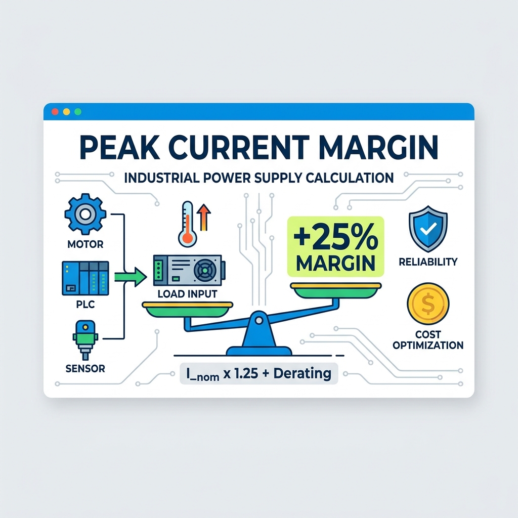 Comment calculer la marge de courant de pointe pour une alimentation industrielle ?